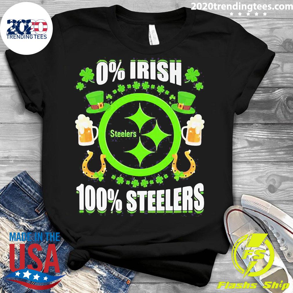 0% Irish Pittsburgh Steelers 100% St Patrick's Day - Adult & Kids T-Shirts, Sweatshirts & Hoodies apparel design preview 3