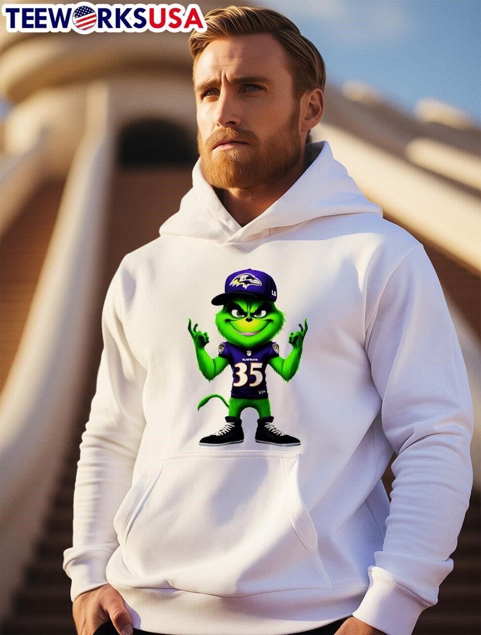 Grinch 35 Michael Rigerman Baltimore Ravens - Adult & Kids T-Shirts, Sweatshirts & Hoodies apparel design preview 2
