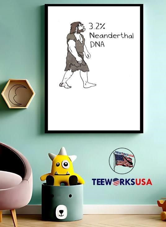 3.2% Neanderthal DNA Funny Caveman - Adult & Kids T-Shirts, Sweatshirts & Hoodies apparel design preview 3