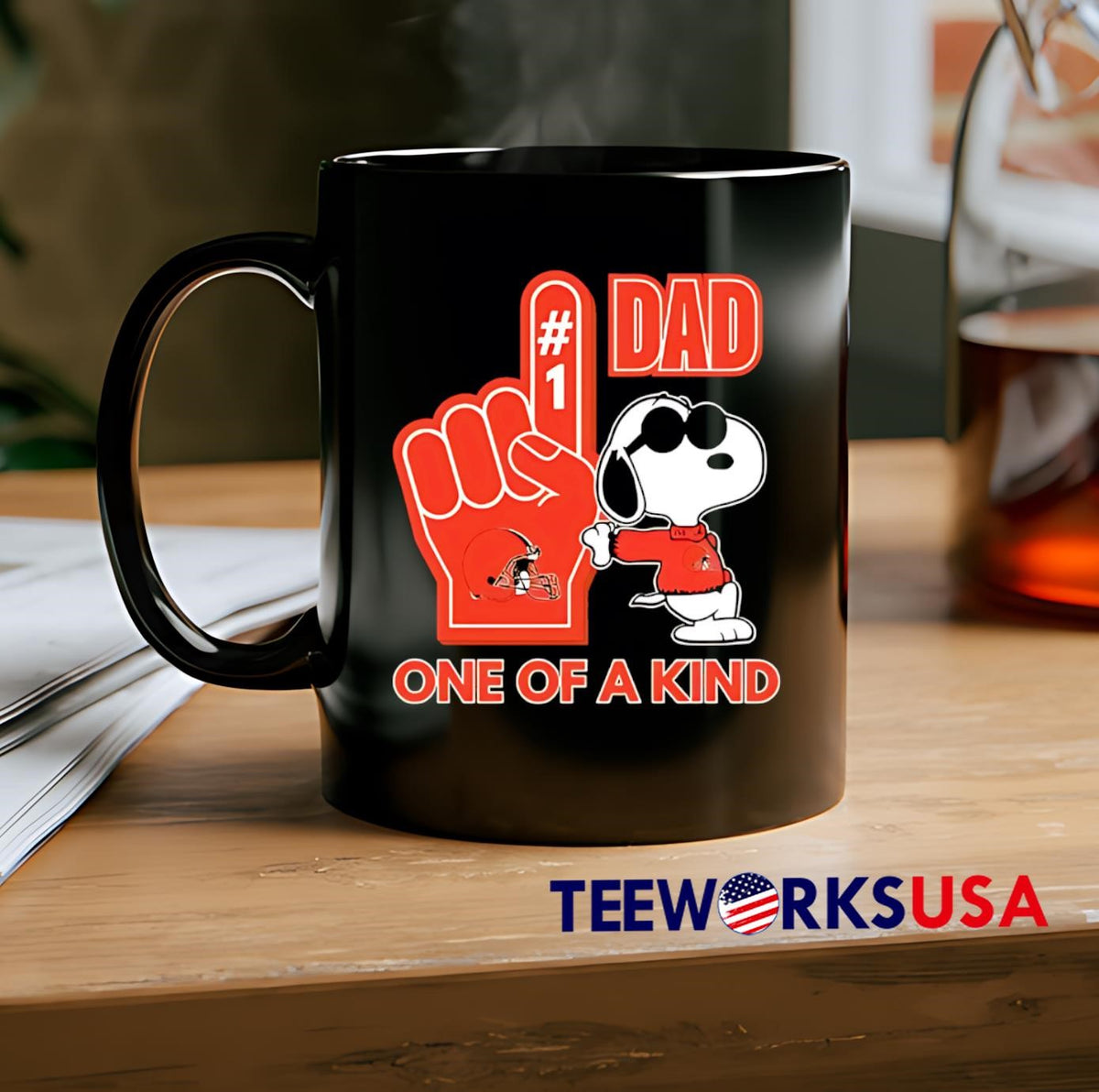 Snoopy Cleveland Browns #1 DAD One of A Kind - Adult & Kids T-Shirts, Sweatshirts & Hoodies apparel design preview 2