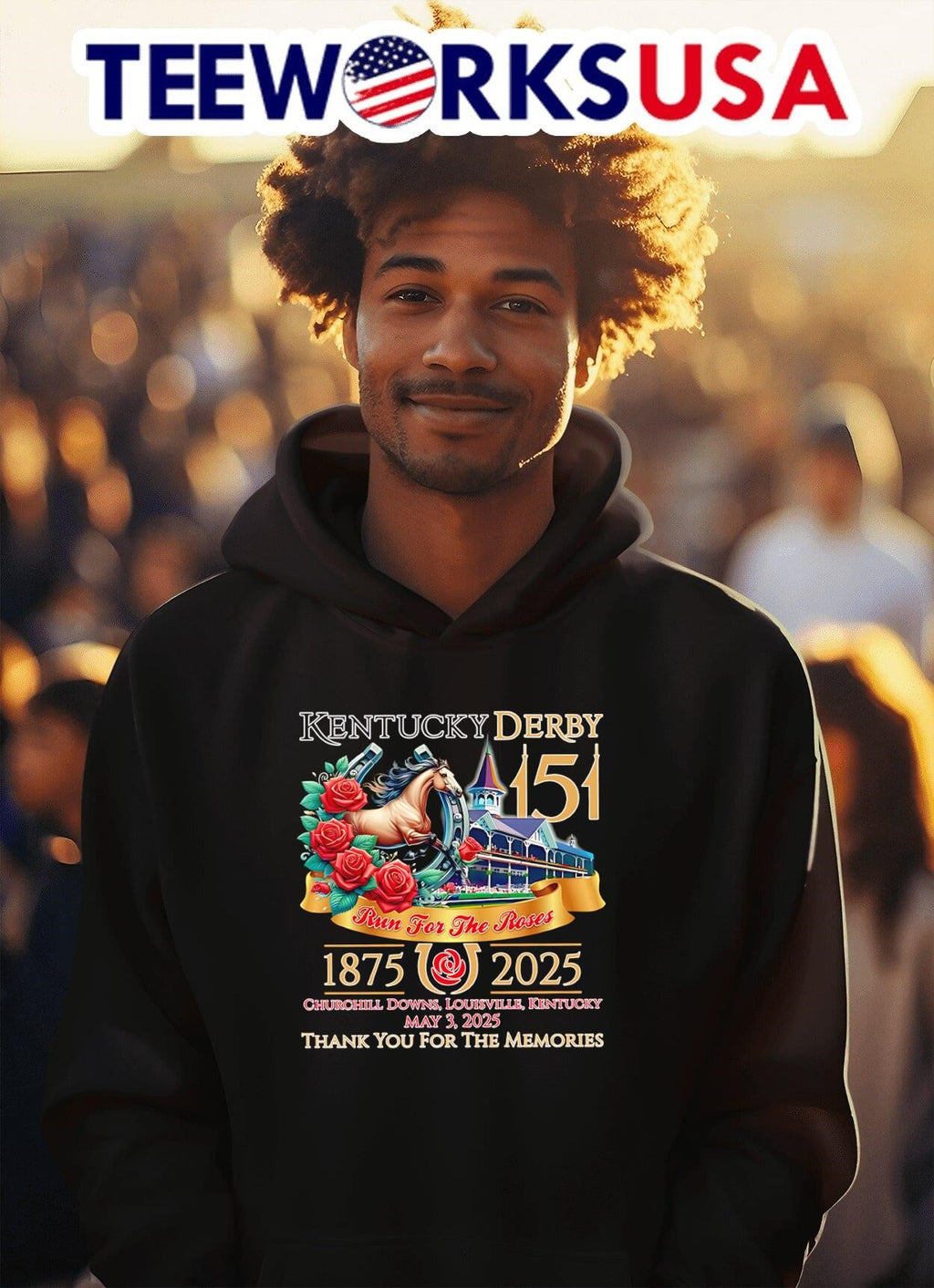 Kentucky Derby 151 run for the roses 1875 2025 thank - Adult & Kids T-Shirts, Sweatshirts & Hoodies apparel design preview 2