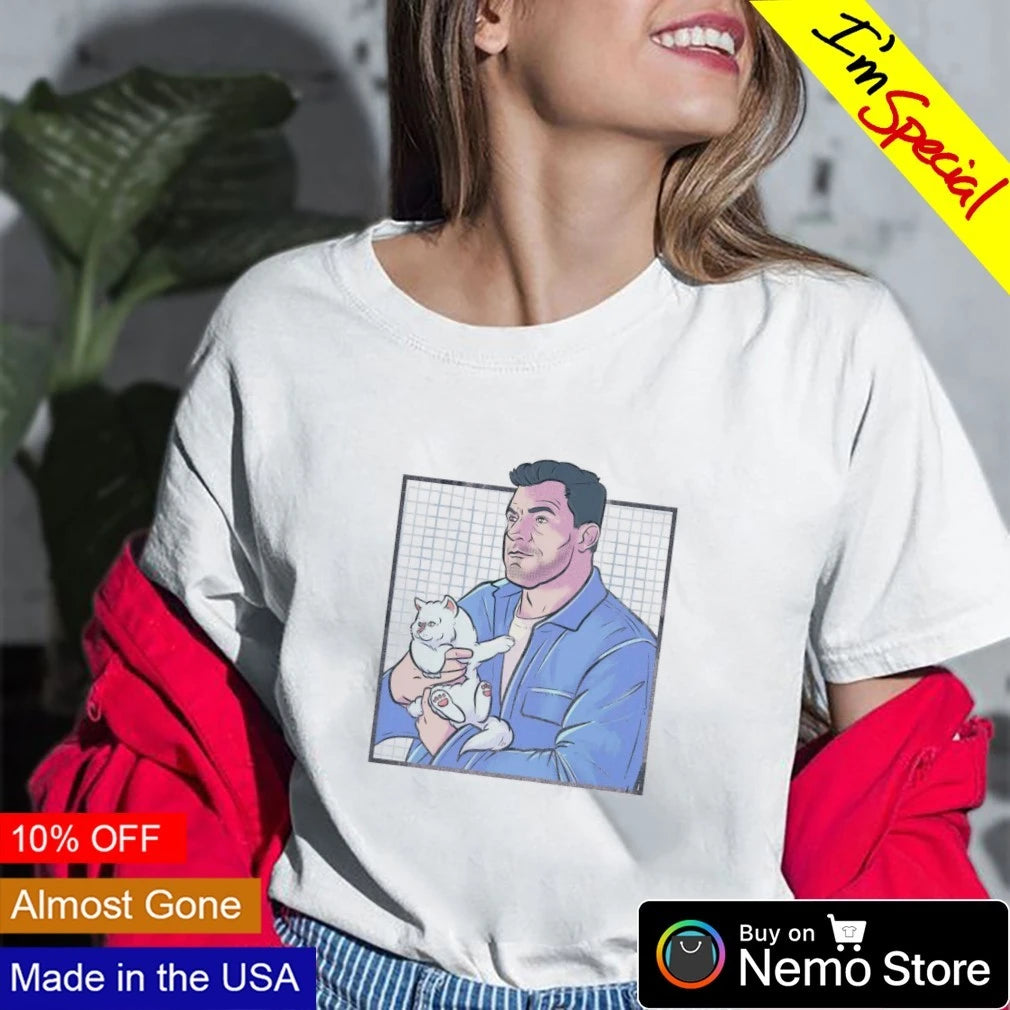 Alan Ritchson holding a kitty - Adult & Kids T-Shirts, Sweatshirts & Hoodies apparel design preview 2