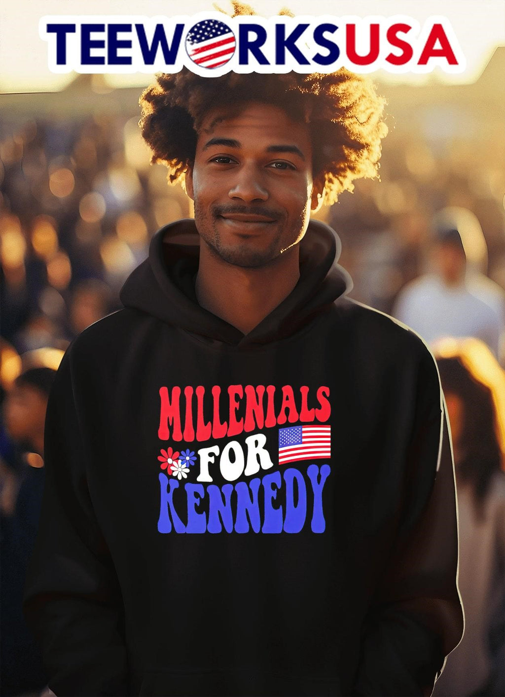 Millennials for Kennedy USA flag - Adult & Kids T-Shirts, Sweatshirts & Hoodies apparel design preview 2