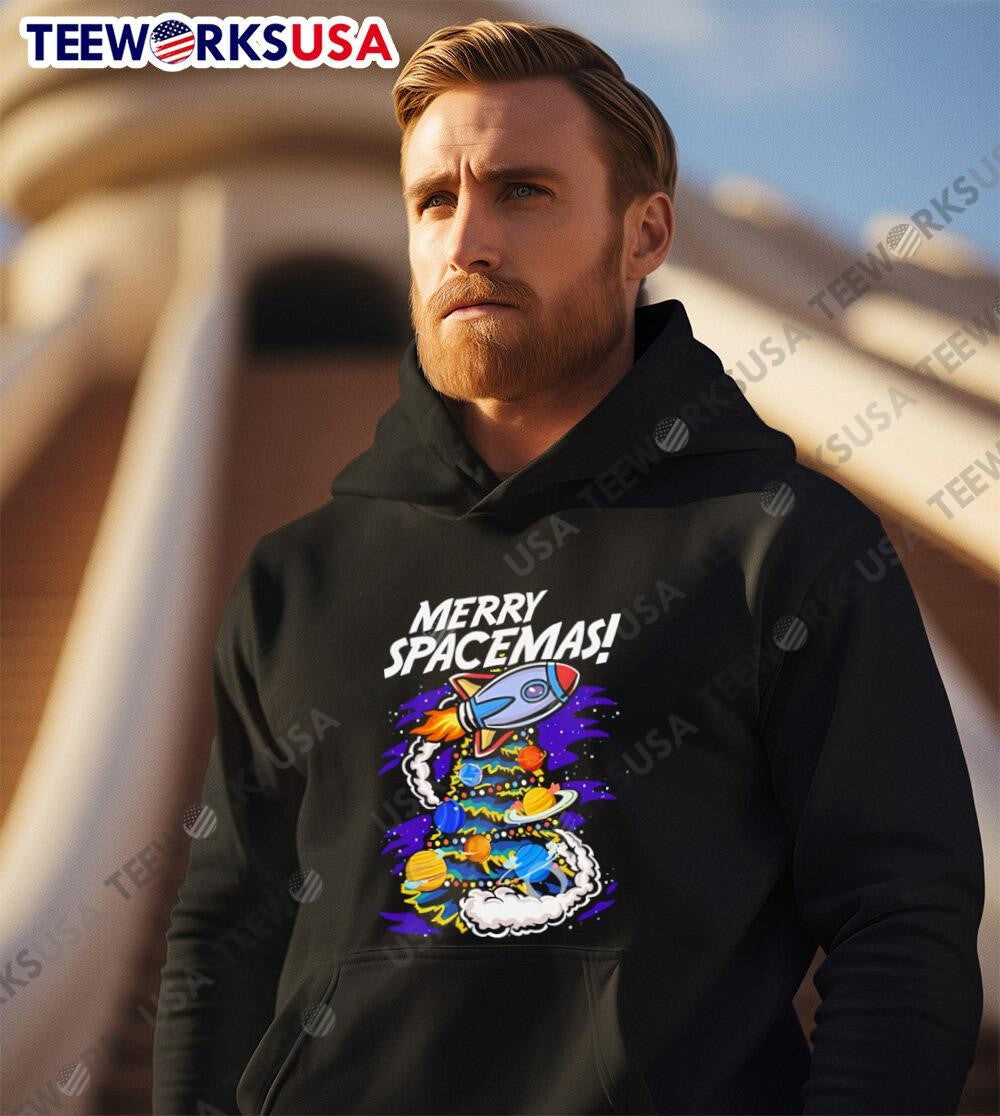 Science Merry Spacemas Universe graphic - Adult & Kids T-Shirts, Sweatshirts & Hoodies apparel design preview 3
