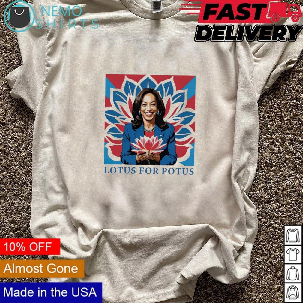 Lotus for potus Kamala Harris 2024 president - Adult & Kids T-Shirts, Sweatshirts & Hoodies apparel design preview 3