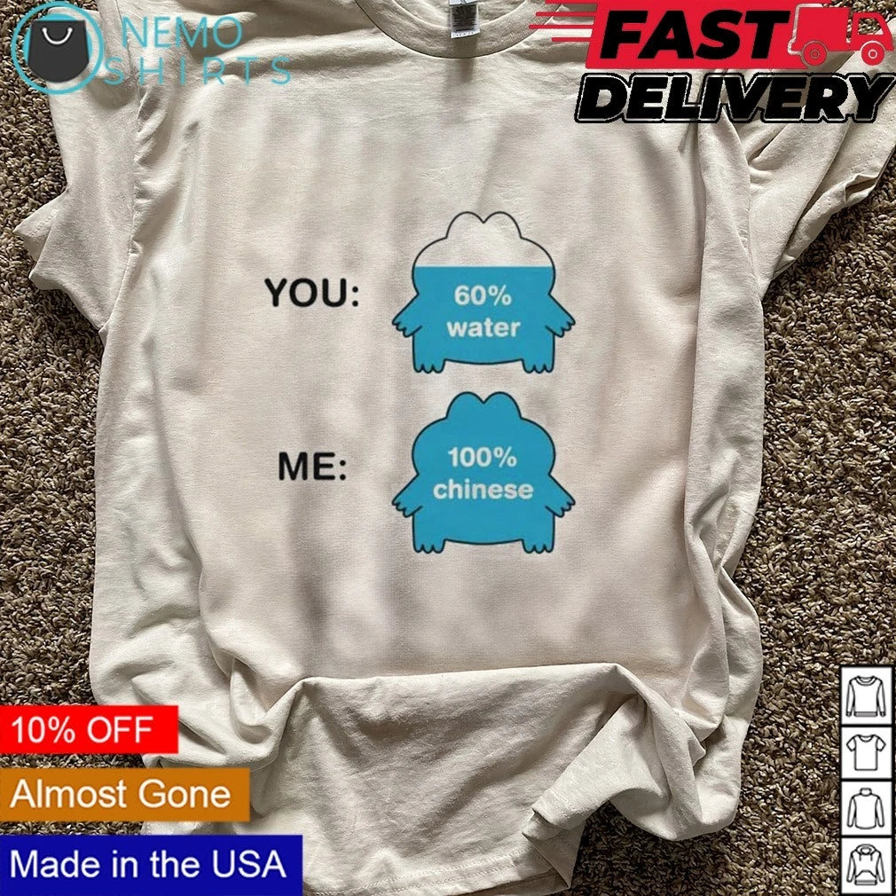 You 60% Water Me 100% Chinese Meme funny - Adult & Kids T-Shirts, Sweatshirts & Hoodies apparel design preview 5
