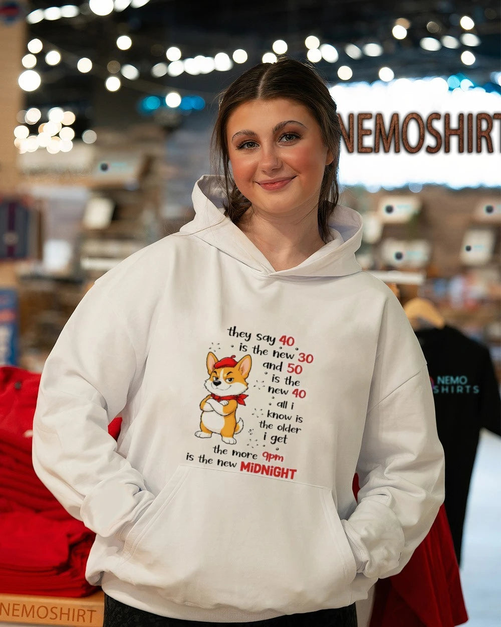Corgi They Say 40 Is the New 30 9pm Midnight - Adult & Kids T-Shirts, Sweatshirts & Hoodies apparel design preview 5