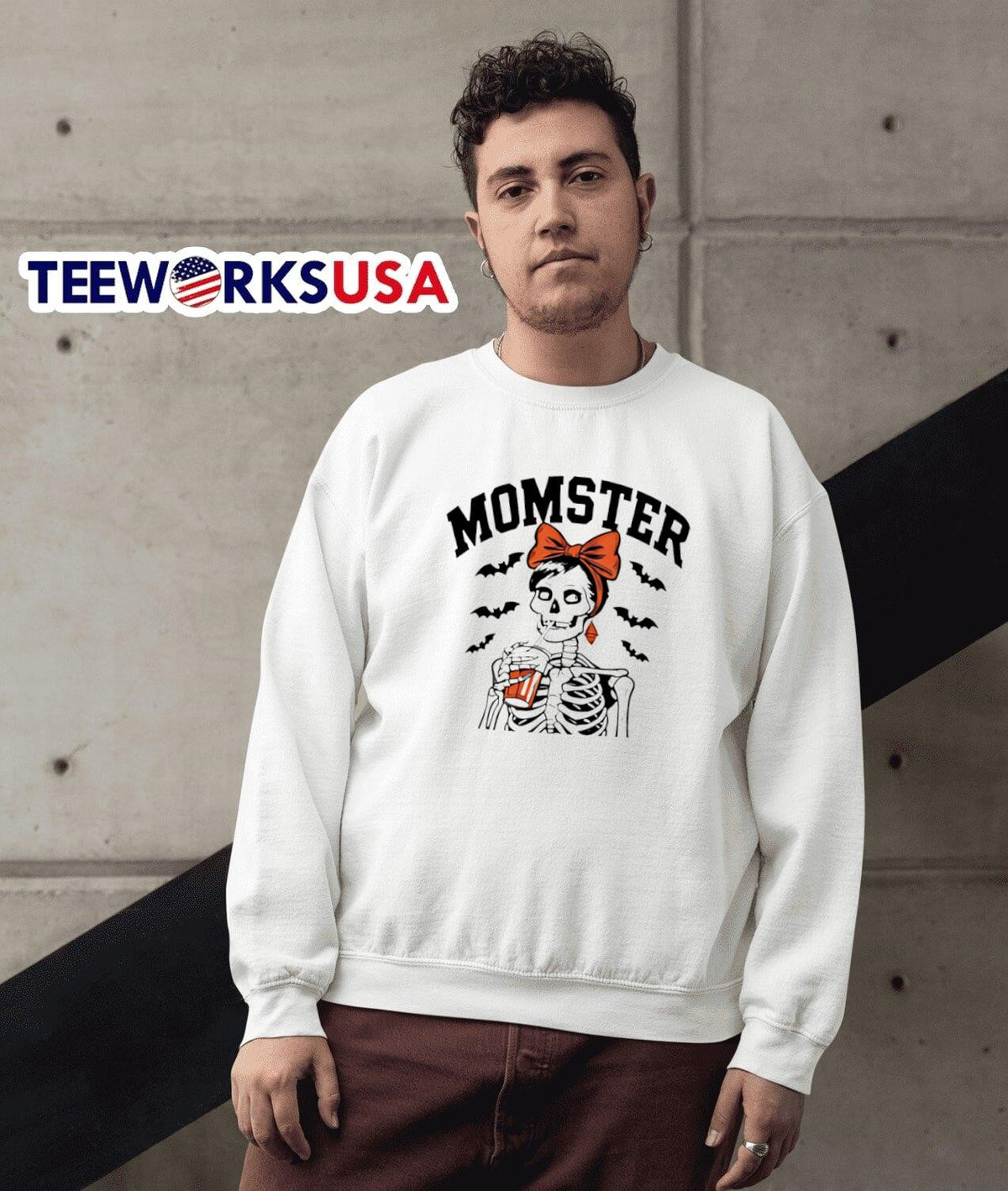 Momster skeleton mom halloween coffee - Adult & Kids T-Shirts, Sweatshirts & Hoodies apparel design preview 3