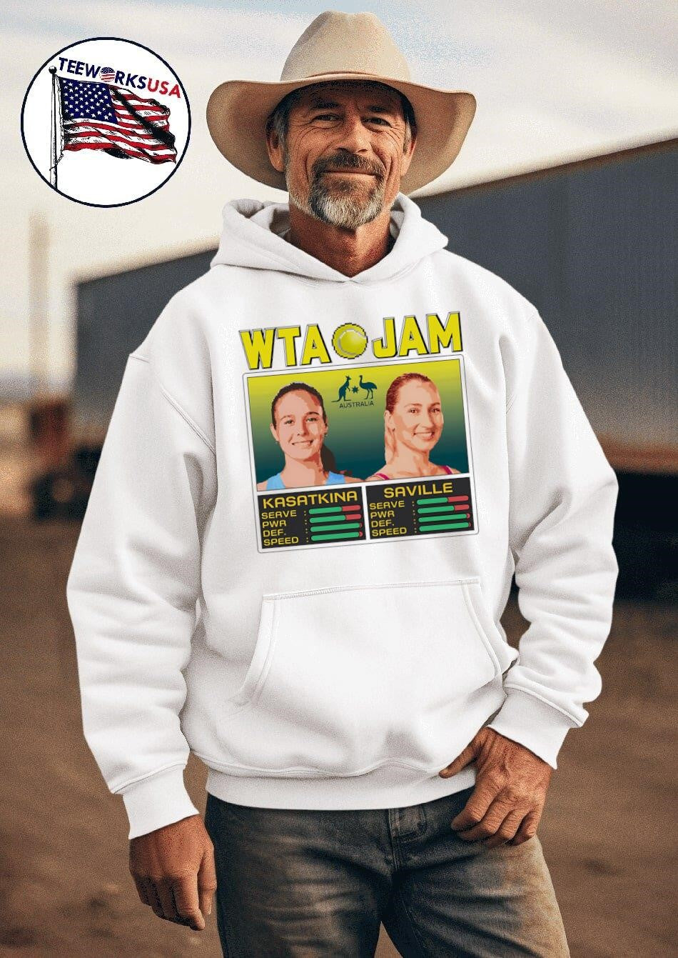 WTA Jam Kasatkina and Saville - Adult & Kids T-Shirts, Sweatshirts & Hoodies apparel design preview 2