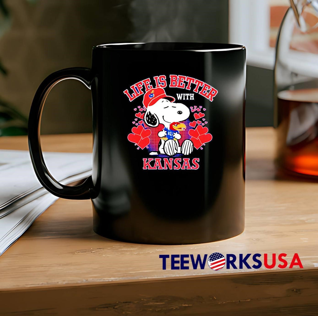 Snoopy Life Is Better With Kansas Jayhawks - Adult & Kids T-Shirts, Sweatshirts & Hoodies apparel design preview 2