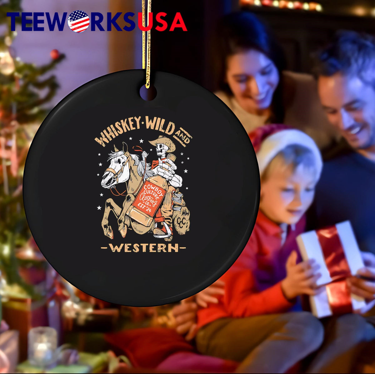 Whiskey Wild And Western Cowboy Skeleton - Adult & Kids T-Shirts, Sweatshirts & Hoodies apparel design preview 4