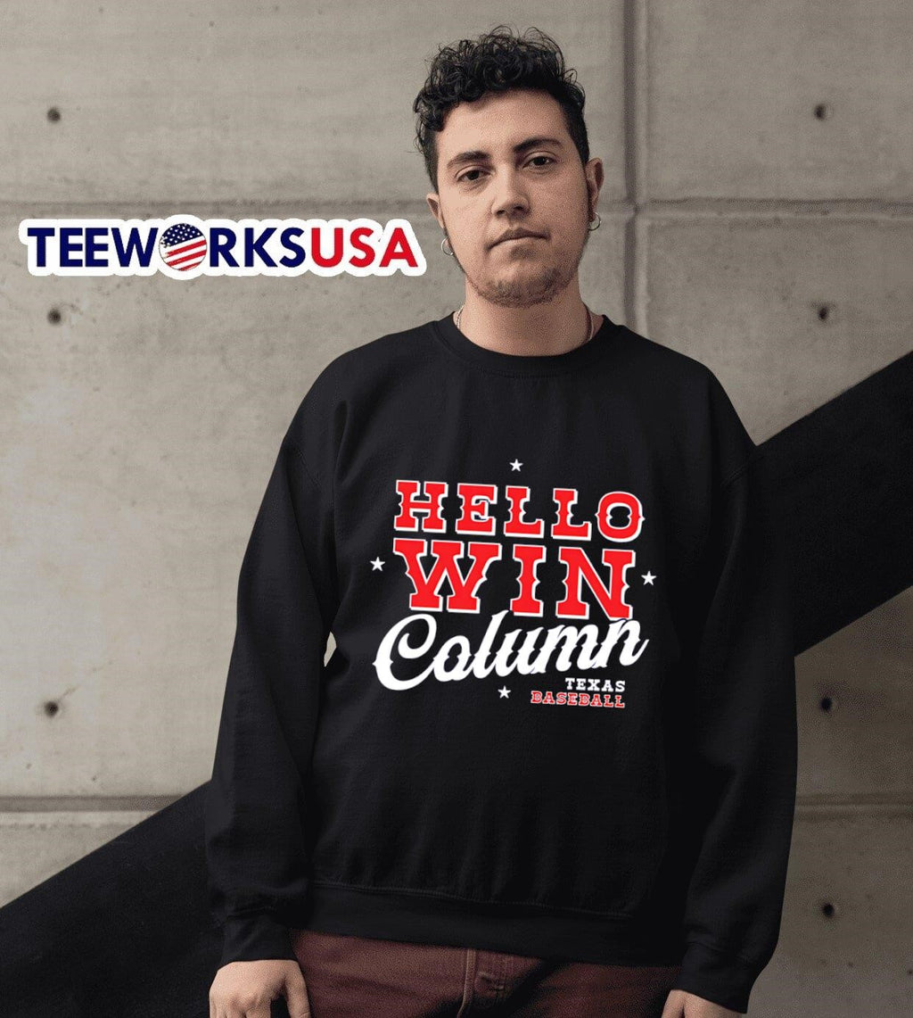 Hello Win Column Texas Baseball - Adult & Kids T-Shirts, Sweatshirts & Hoodies apparel design preview 6