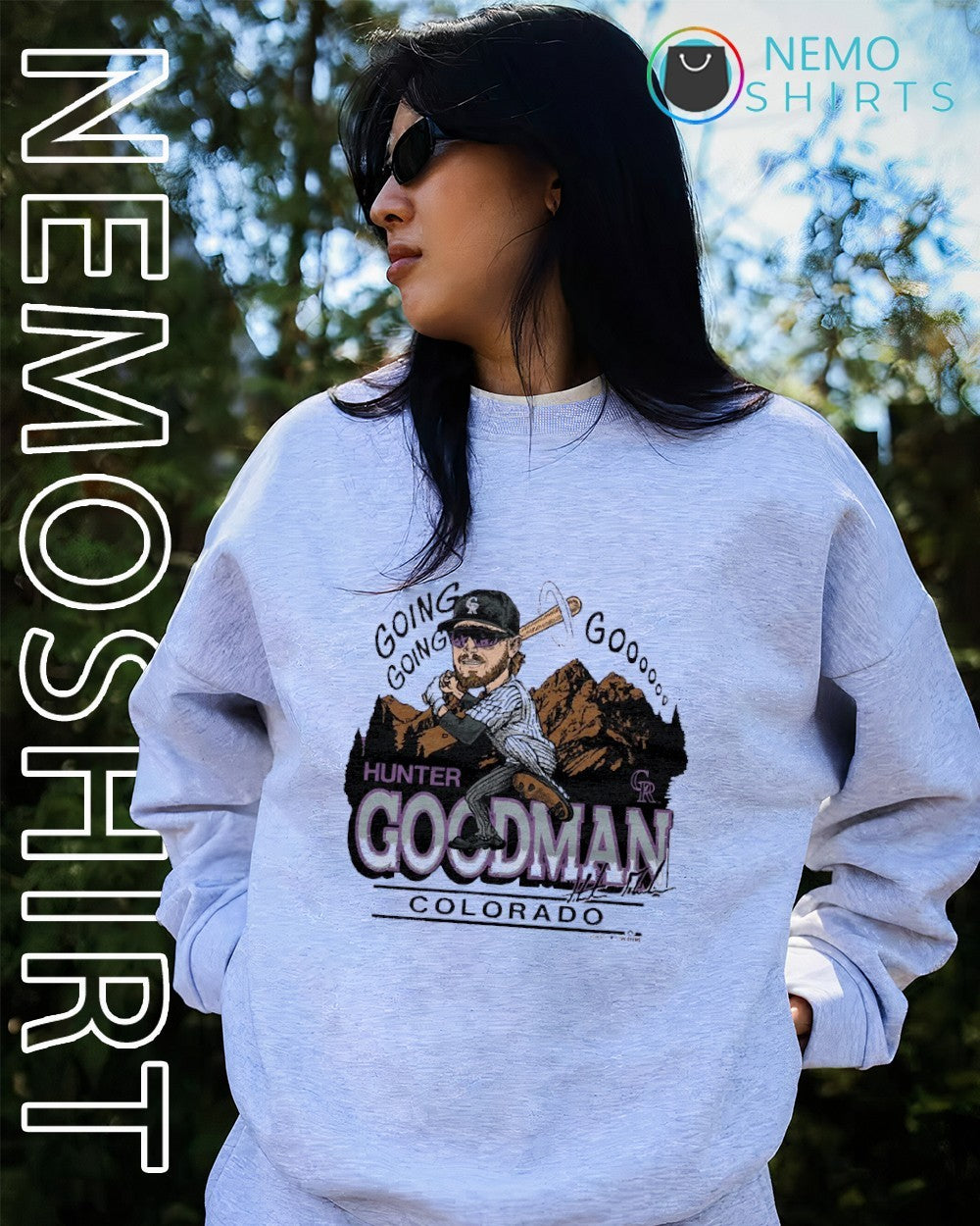 Colorado Rockies Hunter Goodman going go player - Adult & Kids T-Shirts, Sweatshirts & Hoodies apparel design preview 2