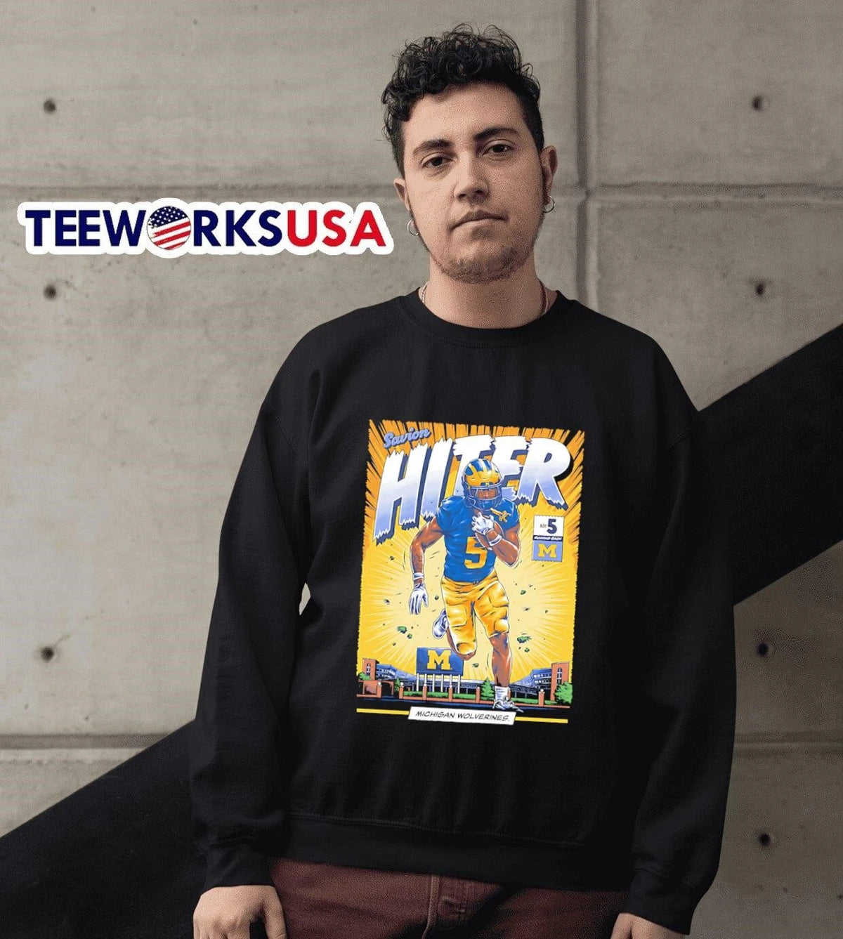 Michigan Wolverines #5 Savion Hiter - Adult & Kids T-Shirts, Sweatshirts & Hoodies apparel design preview 6