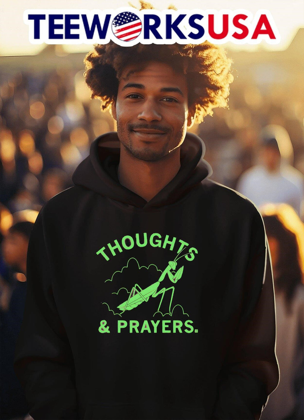 Thoughts and prayers mantis - Adult & Kids T-Shirts, Sweatshirts & Hoodies apparel design preview 2