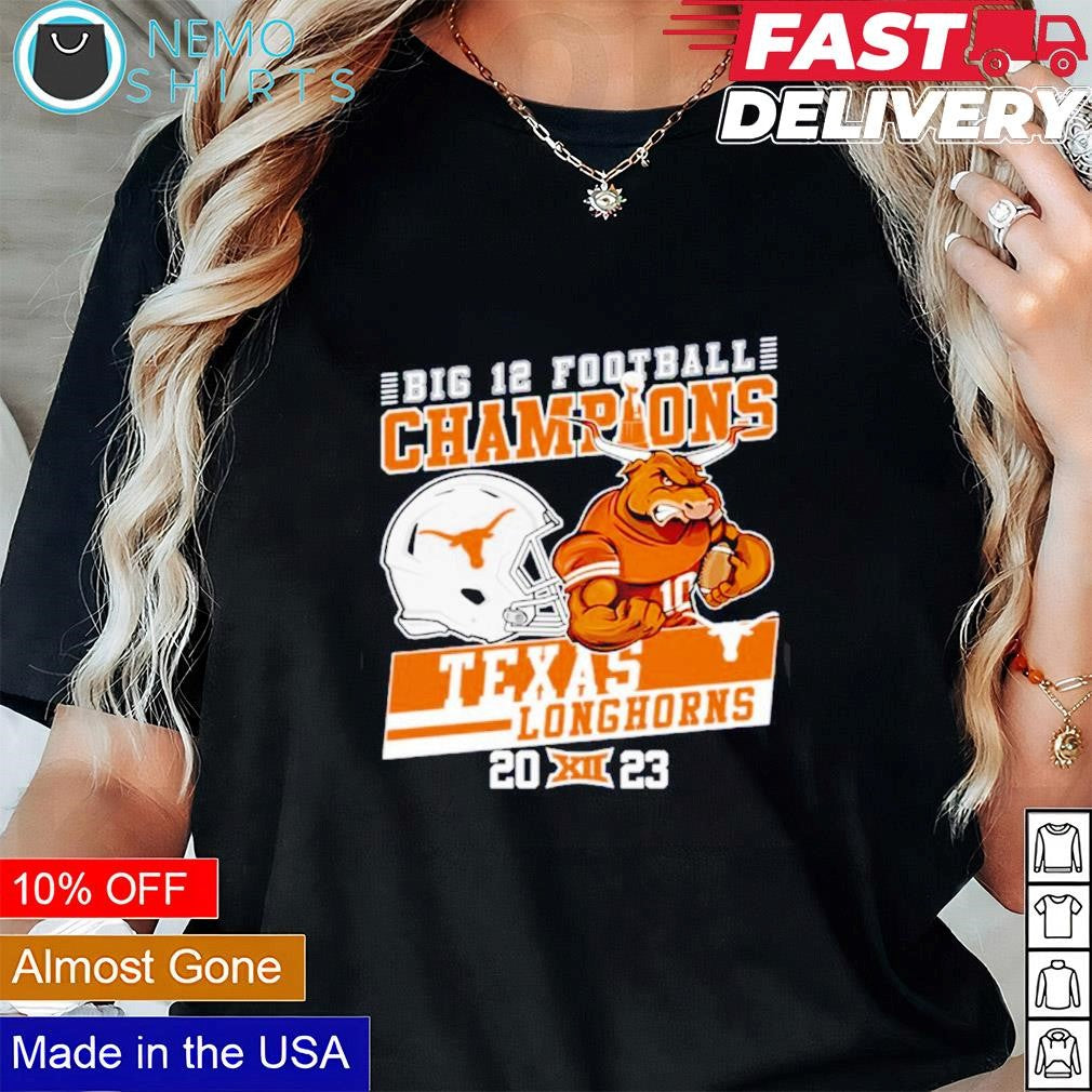 Texas Longhorns 2023 Big 12 champions helmet and - Adult & Kids T-Shirts, Sweatshirts & Hoodies apparel design preview 1