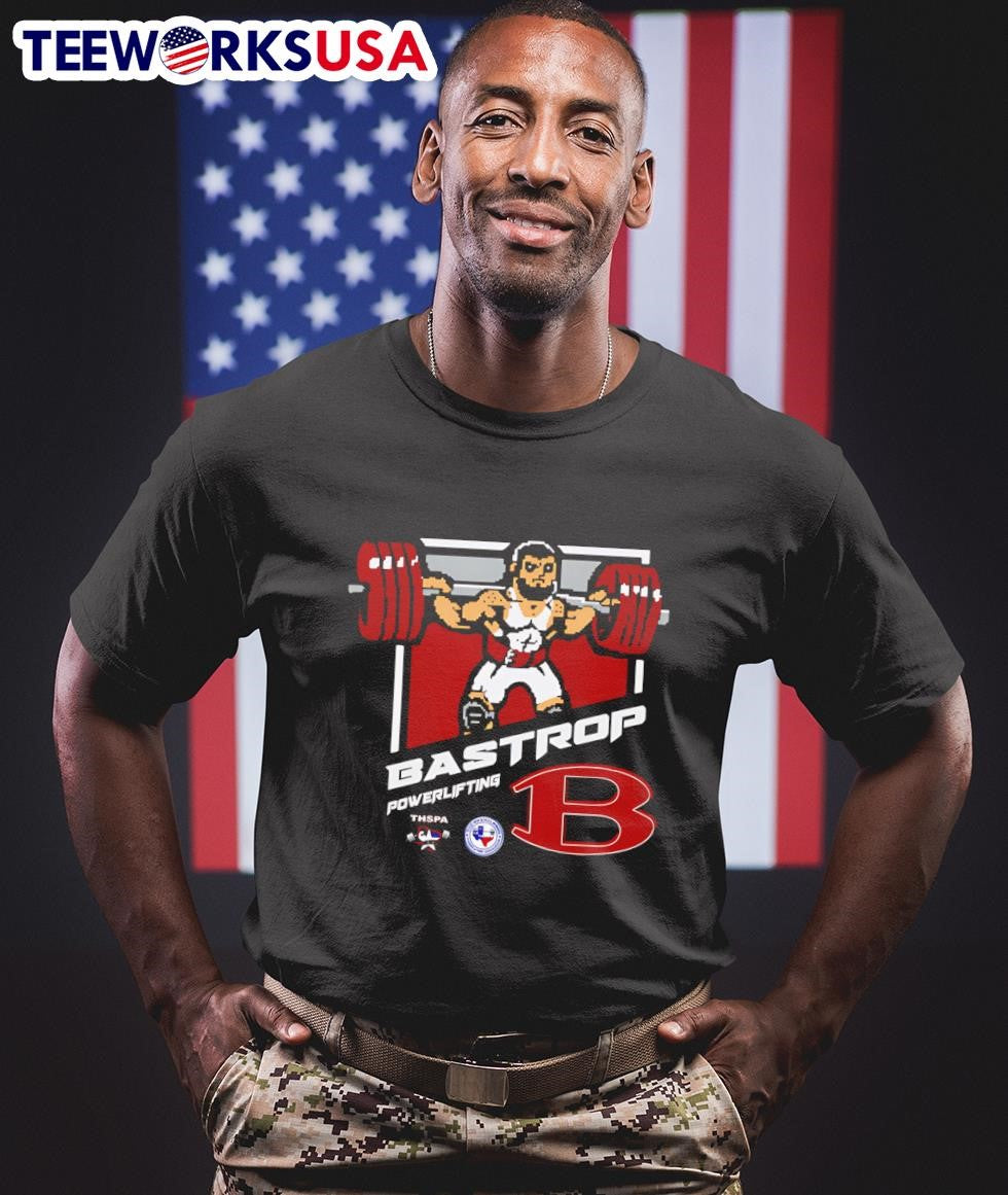 Bastrop powerlifting cartoon - Adult & Kids T-Shirts, Sweatshirts & Hoodies apparel design preview 1