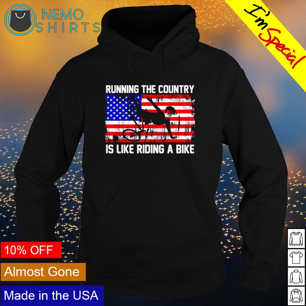 Biden fall off bike running the country is like - Adult & Kids T-Shirts, Sweatshirts & Hoodies apparel design preview 2