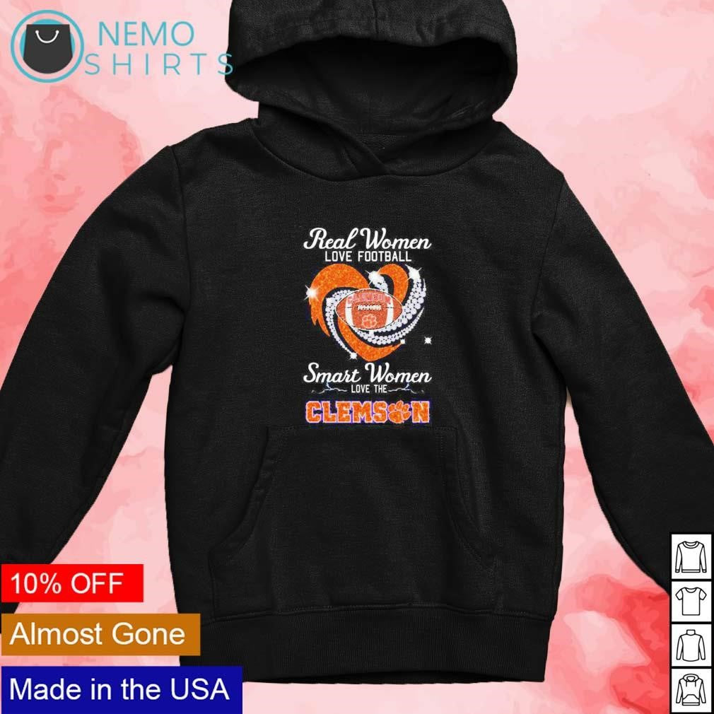 Real women love football smart the Clemson Tigers - Adult & Kids T-Shirts, Sweatshirts & Hoodies apparel design preview 2