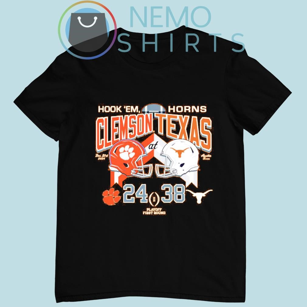 Hook 'em horns Texas Longhorns vs Clemson Tigers 2024 - Adult & Kids T-Shirts, Sweatshirts & Hoodies apparel design preview 1