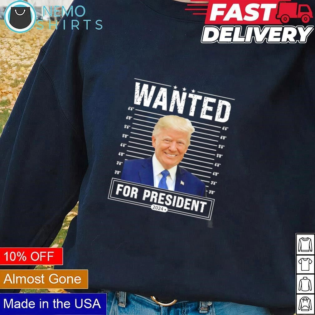Trump smile wanted for president 2024 mugshot - Adult & Kids T-Shirts, Sweatshirts & Hoodies apparel design preview 1