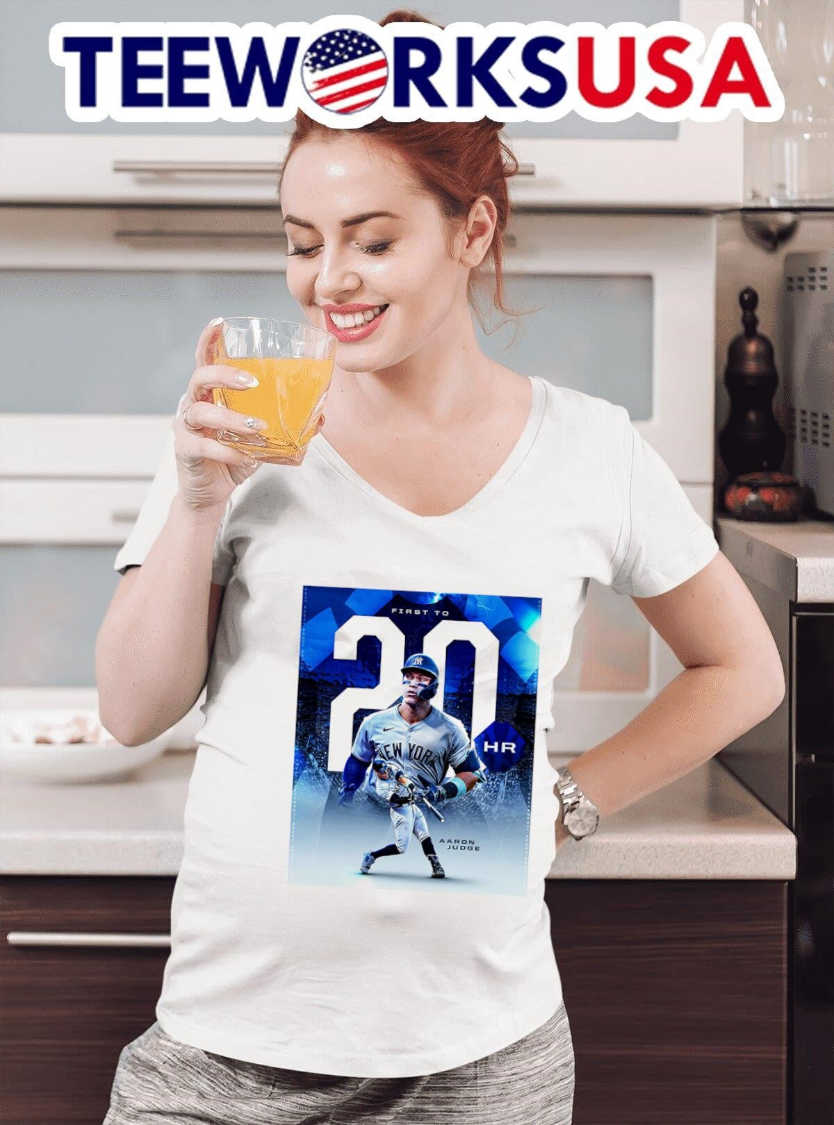 New York Yankees Aaron Judge the first to 20 home - Adult & Kids T-Shirts, Sweatshirts & Hoodies apparel design preview 4