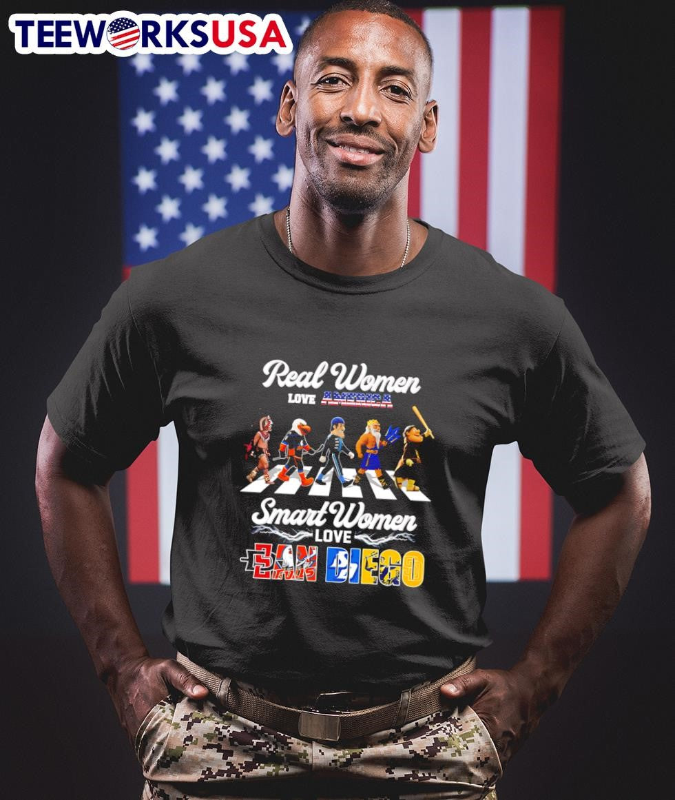 Real women love America smart San Diego mascot - Adult & Kids T-Shirts, Sweatshirts & Hoodies apparel design preview 1