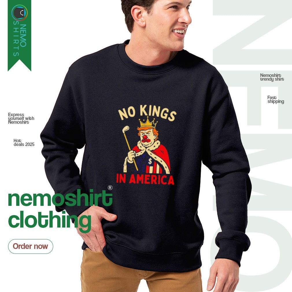 Trump clown no Kings in America - Adult & Kids T-Shirts, Sweatshirts & Hoodies apparel design preview 4