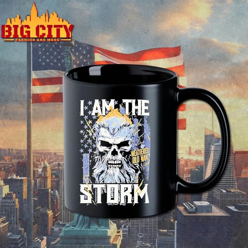 Weathered Old Man I Am The Storm Skull - Adult & Kids T-Shirts, Sweatshirts & Hoodies apparel design preview 3