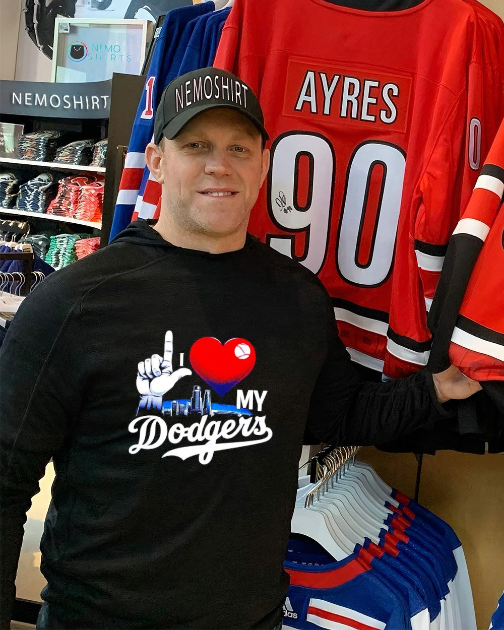 I love my Los Angeles Dodgers city skyline - Adult & Kids T-Shirts, Sweatshirts & Hoodies apparel design preview 2