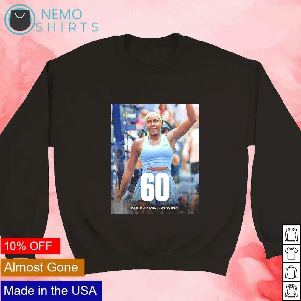 Coco Gauff 60 major match wins - Adult & Kids T-Shirts, Sweatshirts & Hoodies apparel design preview 3
