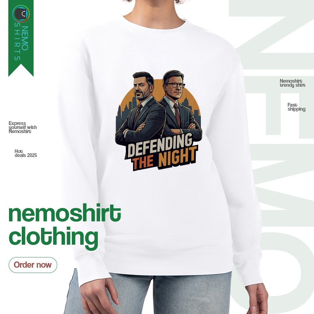 Defending the night Jimmy Kimmel and Stephen Colbert - Adult & Kids T-Shirts, Sweatshirts & Hoodies apparel design preview 4