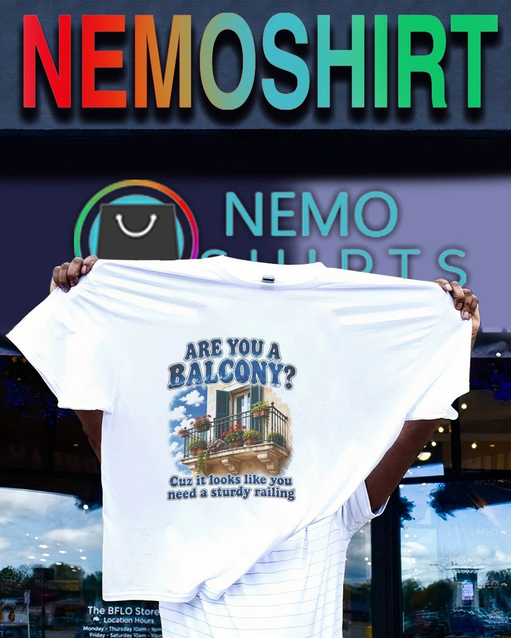 Are you a balcony cuz it looks like need sturdy - Adult & Kids T-Shirts, Sweatshirts & Hoodies apparel design preview 1