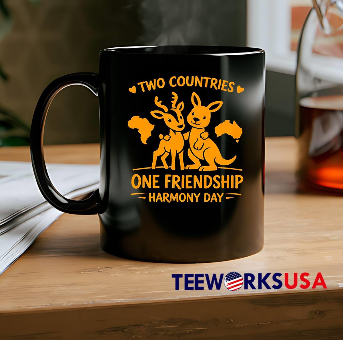 Two Countries Deer Kangaroo One Friendship Harmony - Adult & Kids T-Shirts, Sweatshirts & Hoodies apparel design preview 2