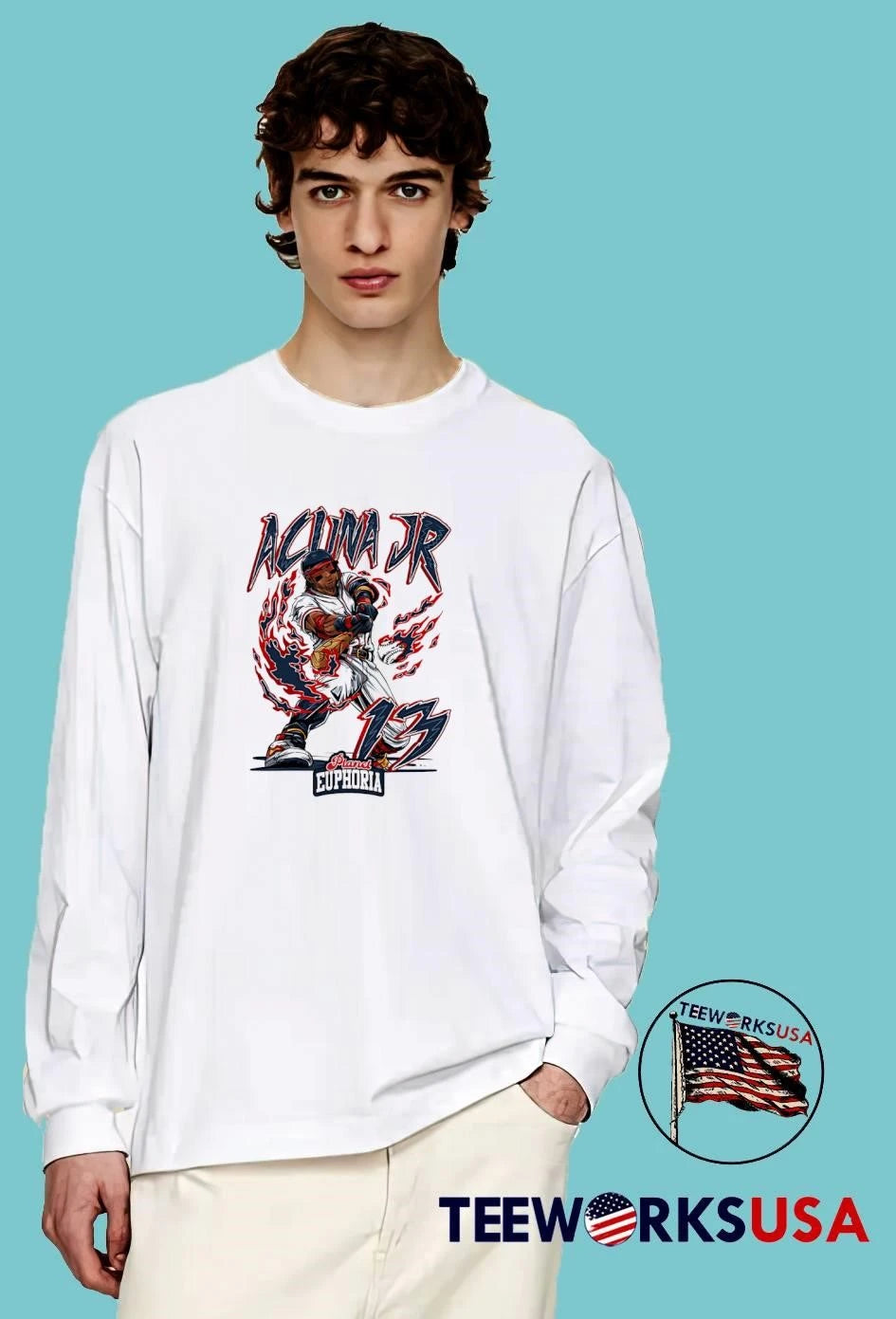 Planet Euphoria Acuna Jr 13 Atlanta Braves - Adult & Kids T-Shirts, Sweatshirts & Hoodies apparel design preview 3