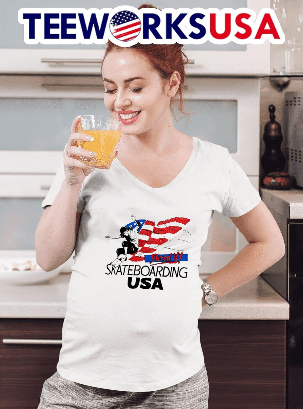 USA Shred it skateboarding - Adult & Kids T-Shirts, Sweatshirts & Hoodies apparel design preview 4