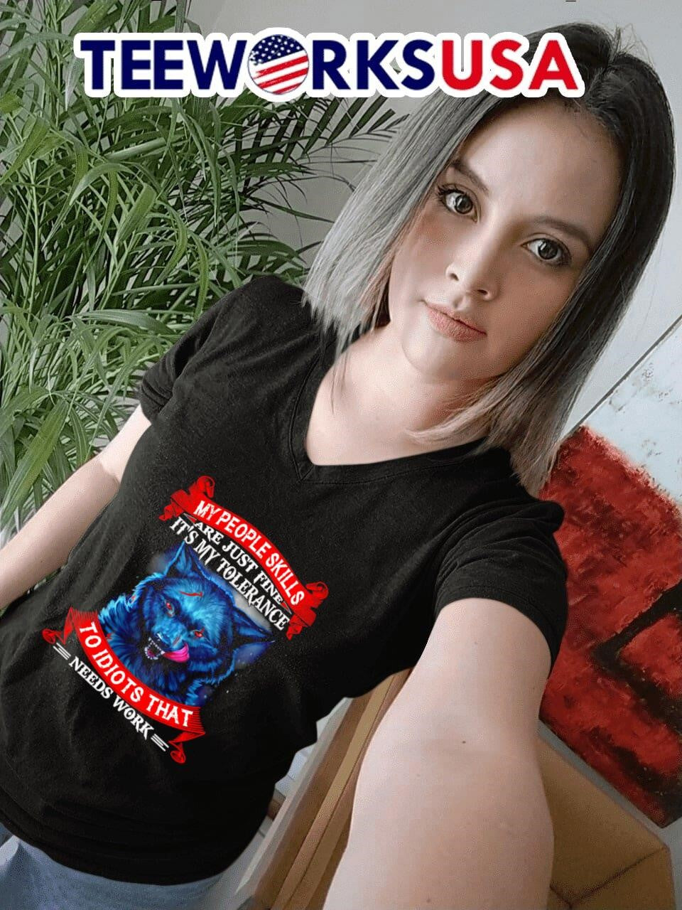 Wolf my people skills are just fine it's tolerance to - Adult & Kids T-Shirts, Sweatshirts & Hoodies apparel design preview 7