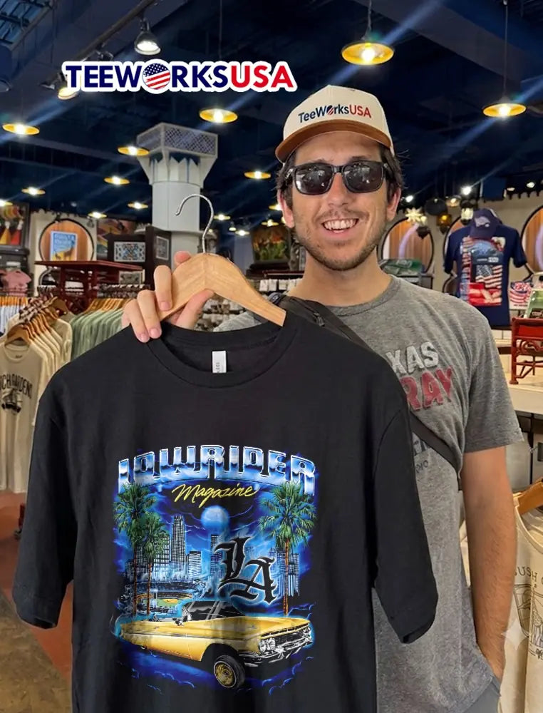 Lowrider Magazine LA Gold Impala Convertible Dodger - Adult & Kids T-Shirts, Sweatshirts & Hoodies apparel design preview 2