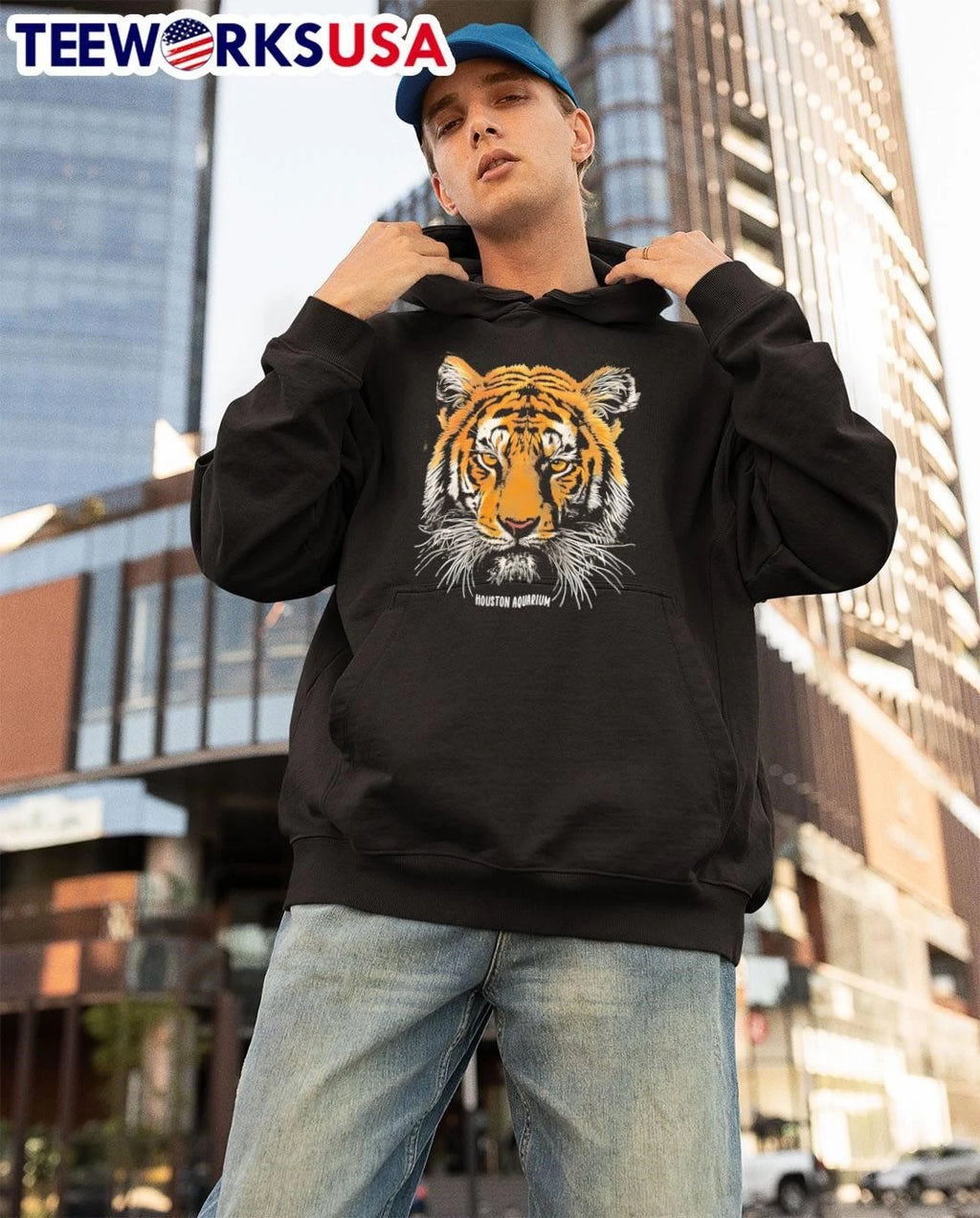 Houston Aquarium Tiger Face - Adult & Kids T-Shirts, Sweatshirts & Hoodies apparel design preview 3