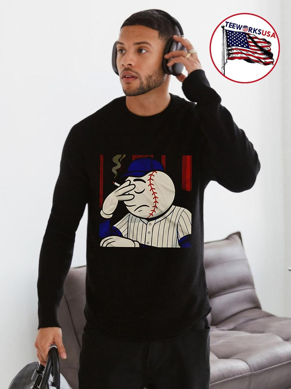 Mets Baseball Cigarette Smoker - Adult & Kids T-Shirts, Sweatshirts & Hoodies apparel design preview 4