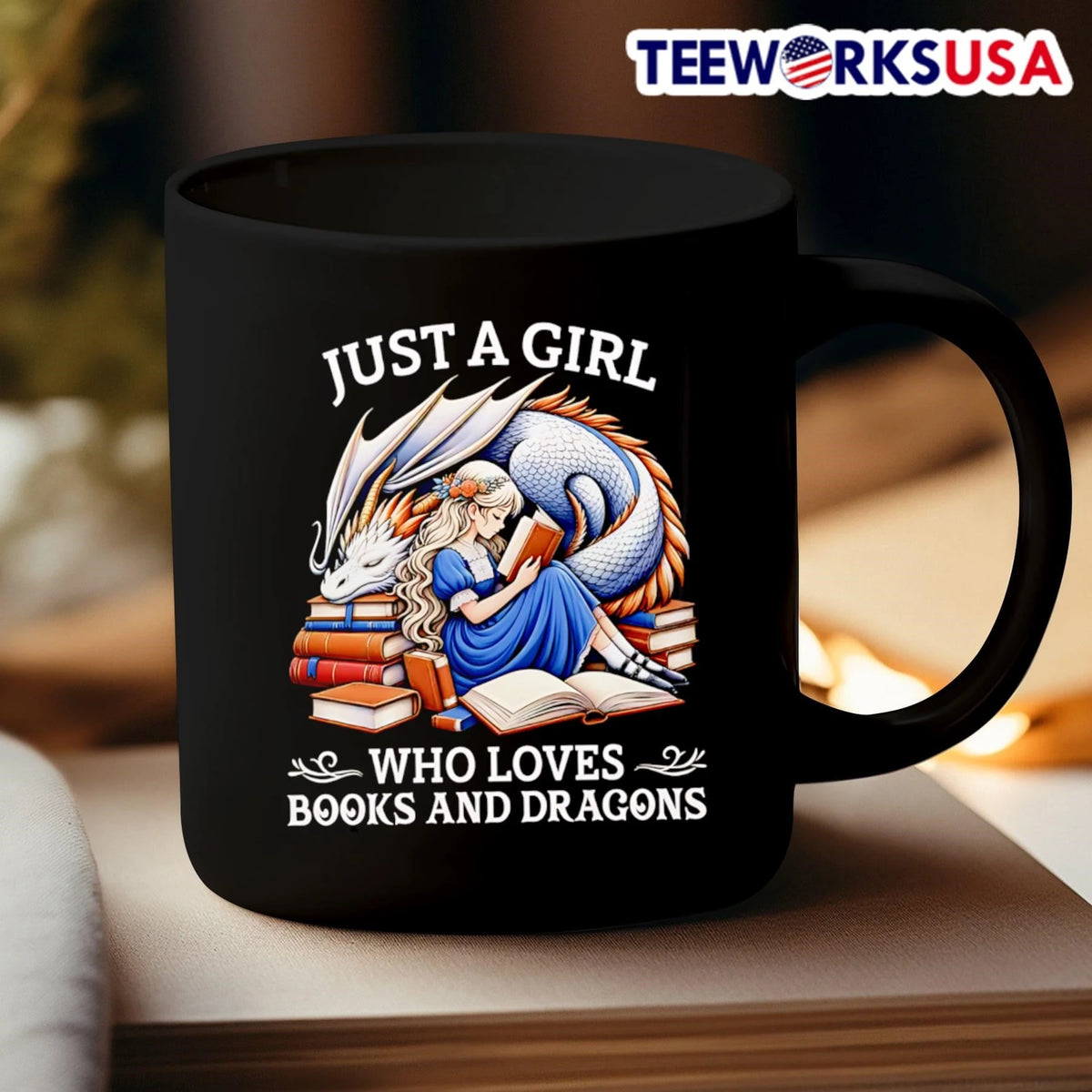 Just A Girl Who Loves Books And Dragons - Adult & Kids T-Shirts, Sweatshirts & Hoodies apparel design preview 3