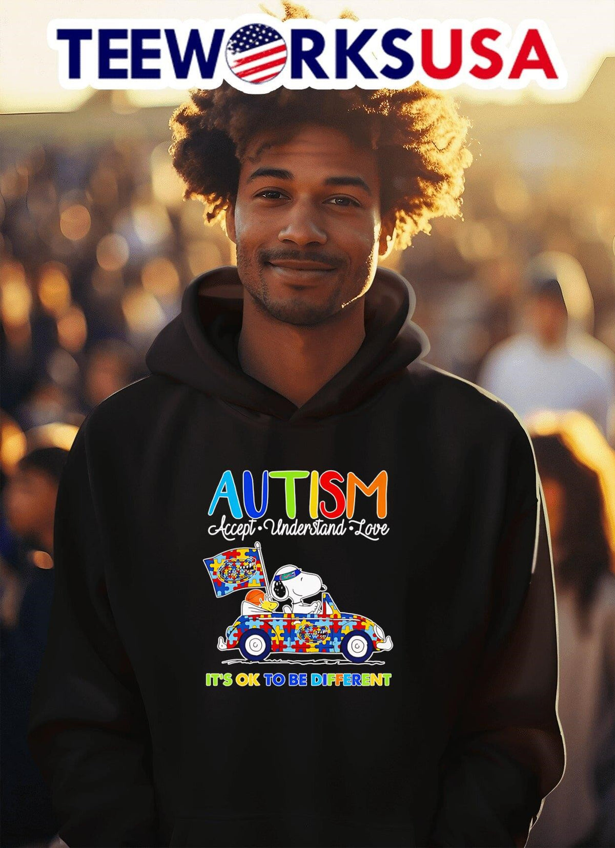 Snoopy Autism accept understand love it's ok to be - Adult & Kids T-Shirts, Sweatshirts & Hoodies apparel design preview 2