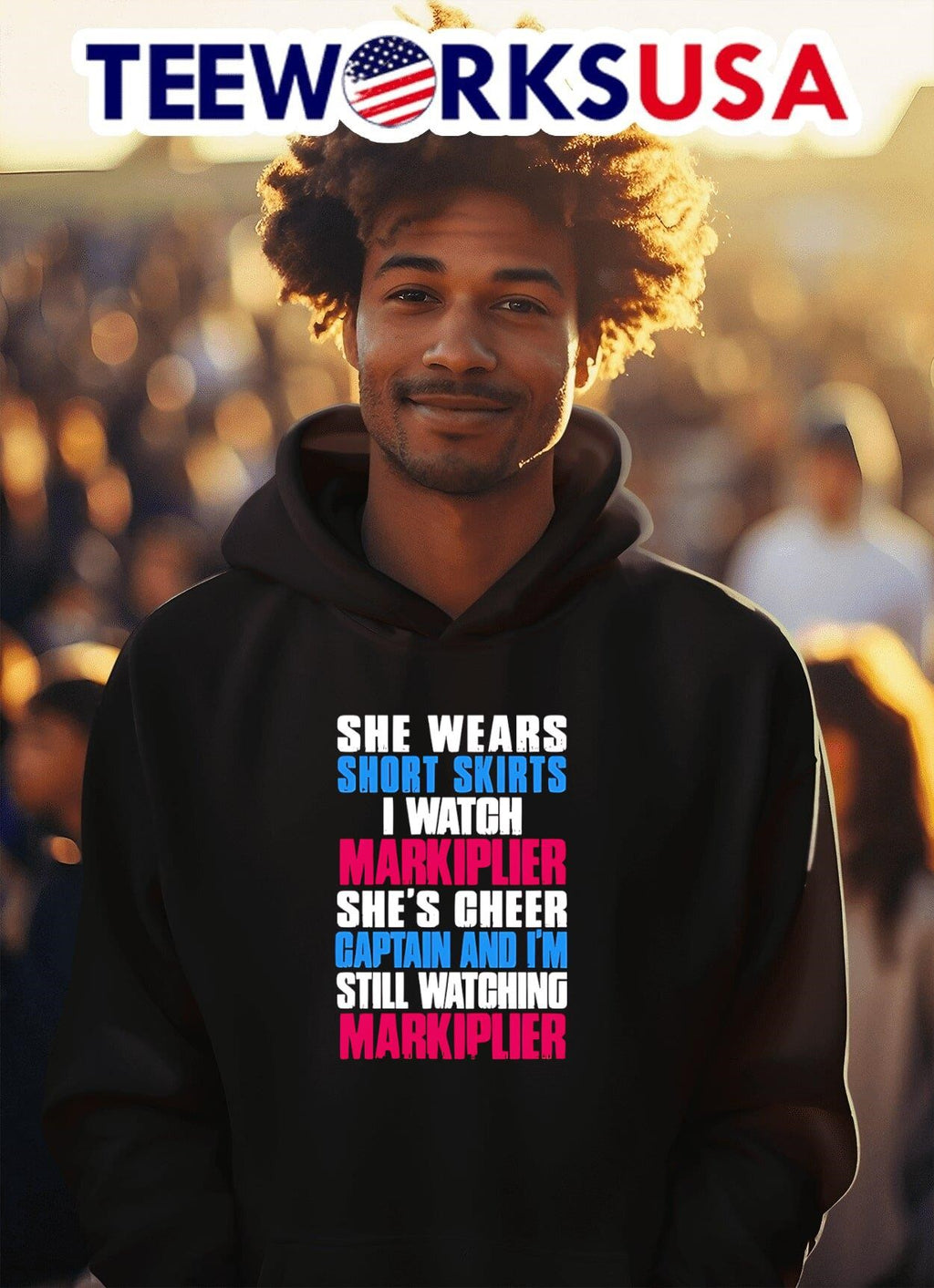 She Wears Short Skirts I Watch Markiplier She's Cheer - Adult & Kids T-Shirts, Sweatshirts & Hoodies apparel design preview 2