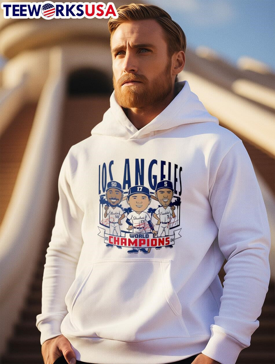 Dodgers 2024 World Champions Caricatures cartoon - Adult & Kids T-Shirts, Sweatshirts & Hoodies apparel design preview 2