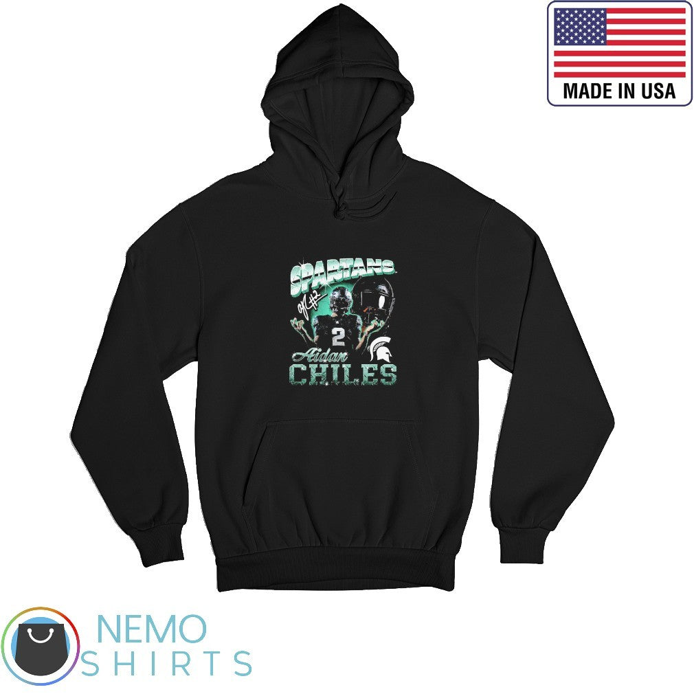 Aidan Chiles Michigan State Spartans signature retro - Adult & Kids T-Shirts, Sweatshirts & Hoodies apparel design preview 2