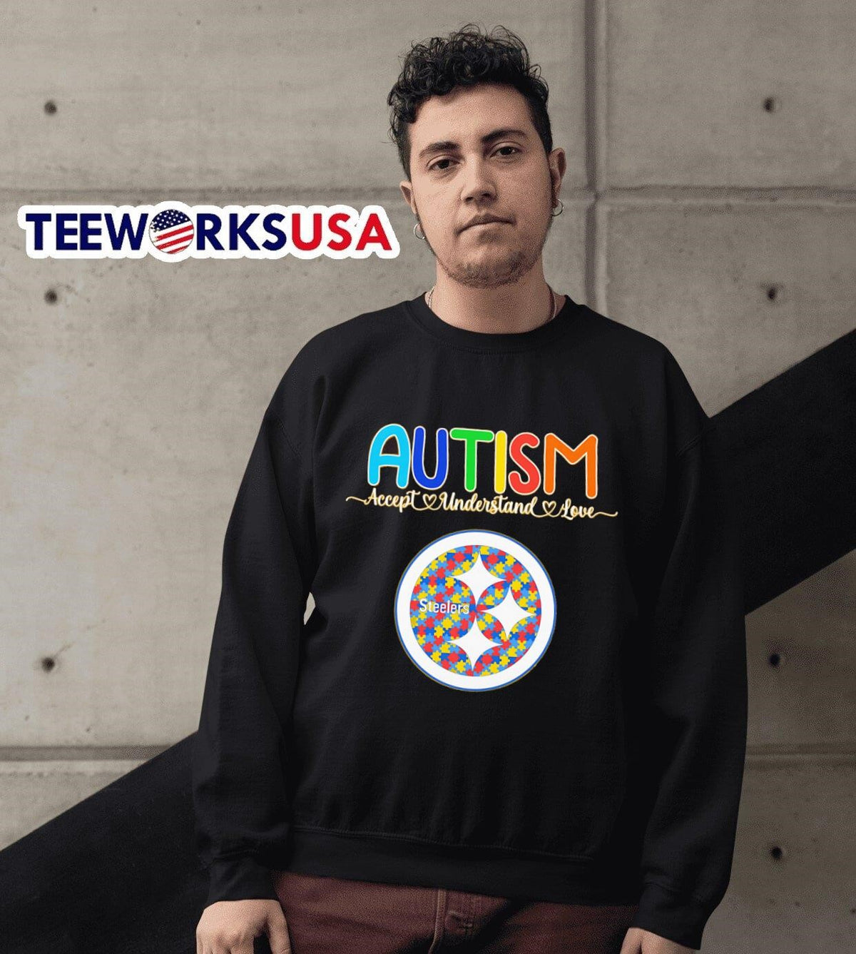 Autism accept understand love Pittsburgh Steelers - Adult & Kids T-Shirts, Sweatshirts & Hoodies apparel design preview 6