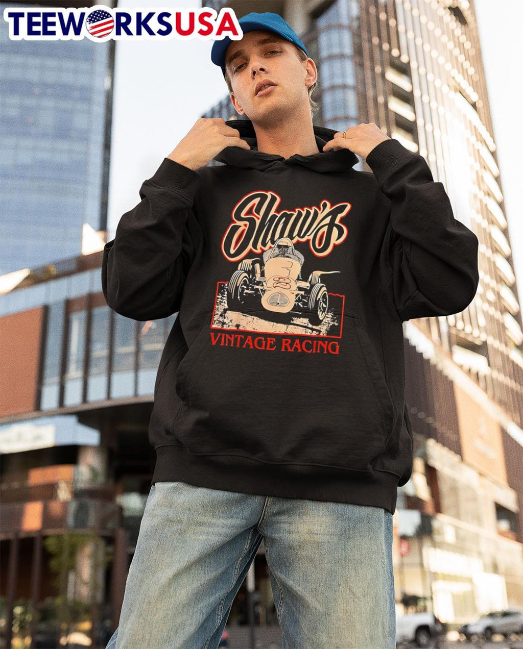 Shaw's Vintage Racing car 2 - Adult & Kids T-Shirts, Sweatshirts & Hoodies apparel design preview 3
