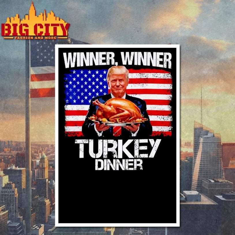 Trump Winner Turkey Dinner Thanksgiving American Flag - Adult & Kids T-Shirts, Sweatshirts & Hoodies apparel design preview 4