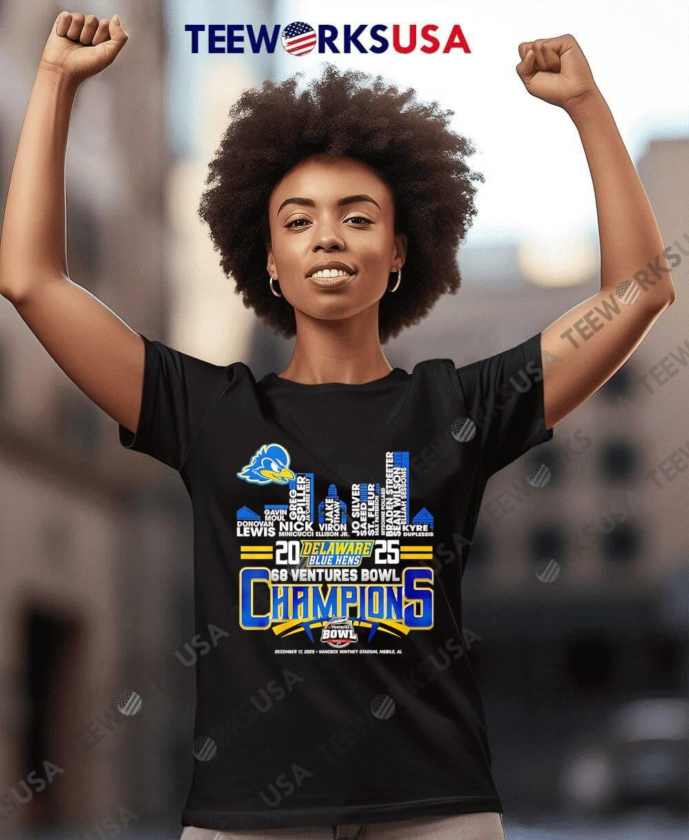 Delaware Fightin Blue Hens 68 Ventures Bowl Champions - Adult & Kids T-Shirts, Sweatshirts & Hoodies apparel design preview 8