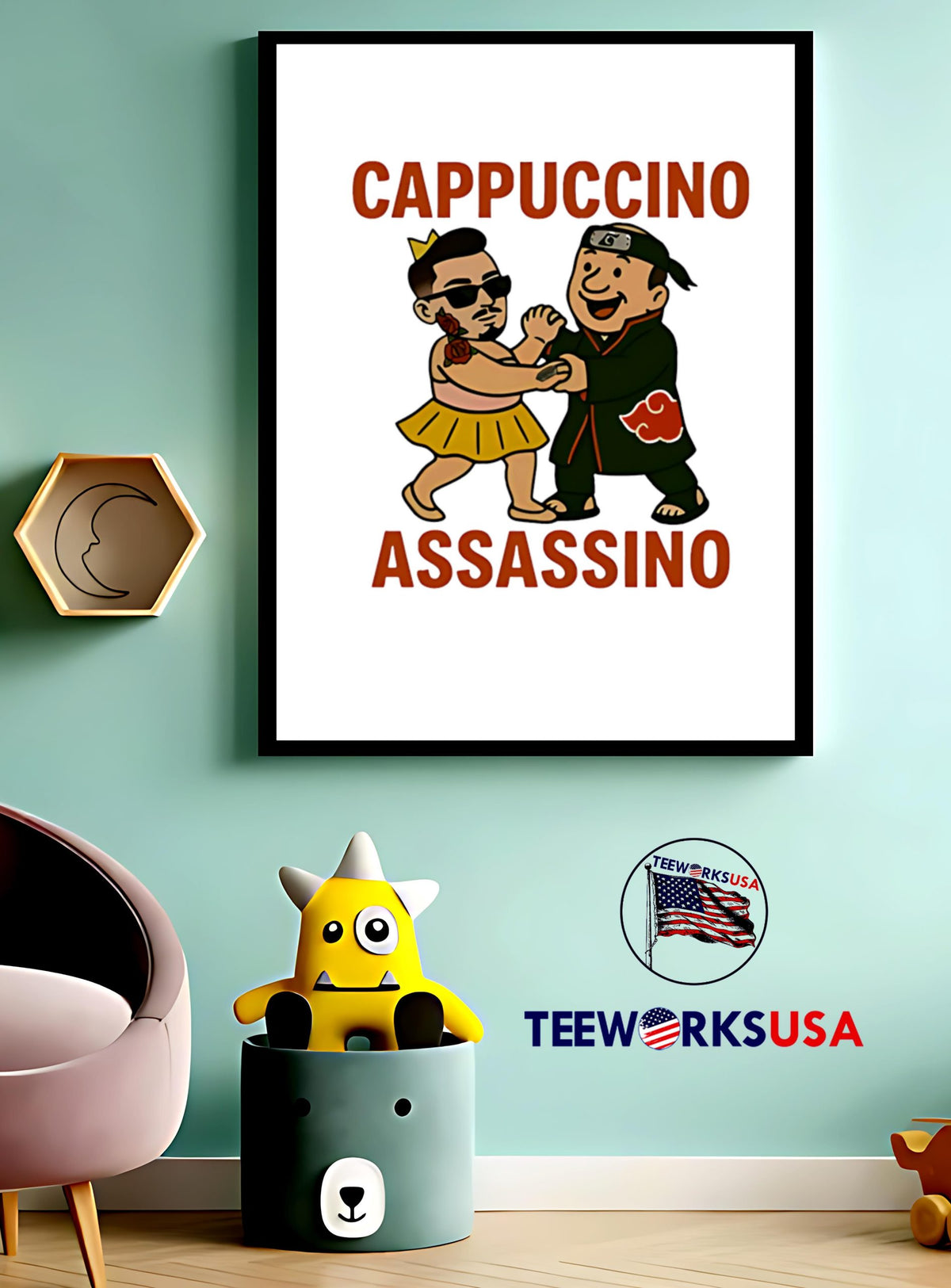 Crawly Goat Cappuccino Assassino - Adult & Kids T-Shirts, Sweatshirts & Hoodies apparel design preview 3